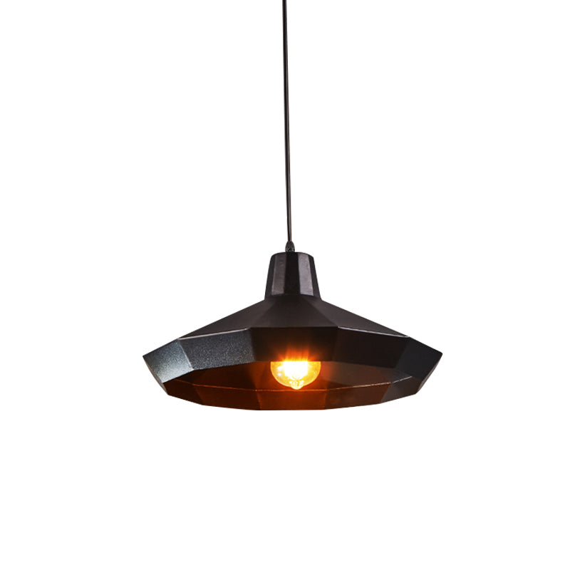 Diamond Metal Suspension Pendant Farmhouse 1 Light Coffee Shop Ceiling Lamp in Black Clearhalo 'Art Deco Pendants' 'Black' 'Cast Iron' 'Ceiling Lights' 'Ceramic' 'Crystal' 'Industrial Pendants' 'Industrial' 'Metal' 'Middle Century Pendants' 'Pendant Lights' 'Pendants' 'Rustic Pendants' 'Tiffany' Lighting' 760627