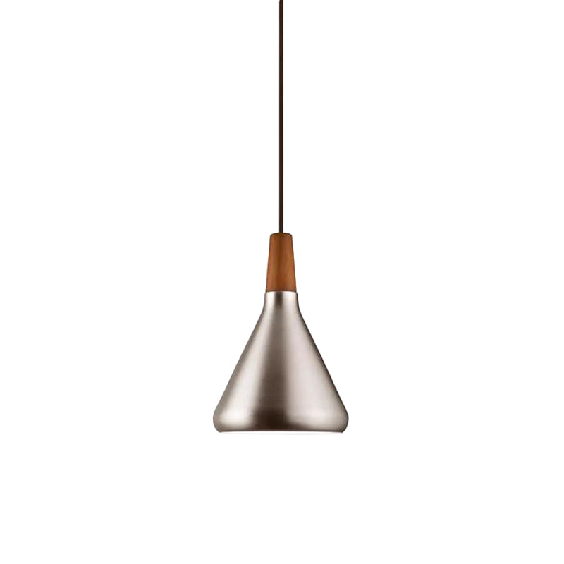 Industrial Cone Ceiling Pendant Light 1 Light Aluminum Suspension Lamp in Silver, 7