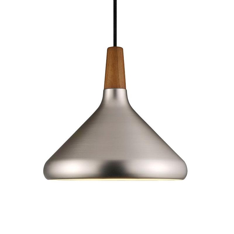 Industrial Cone Ceiling Pendant Light 1 Light Aluminum Suspension Lamp in Silver, 7