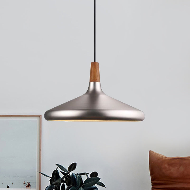 Industrial Cone Ceiling Pendant Light 1 Light Aluminum Suspension Lamp in Silver, 7