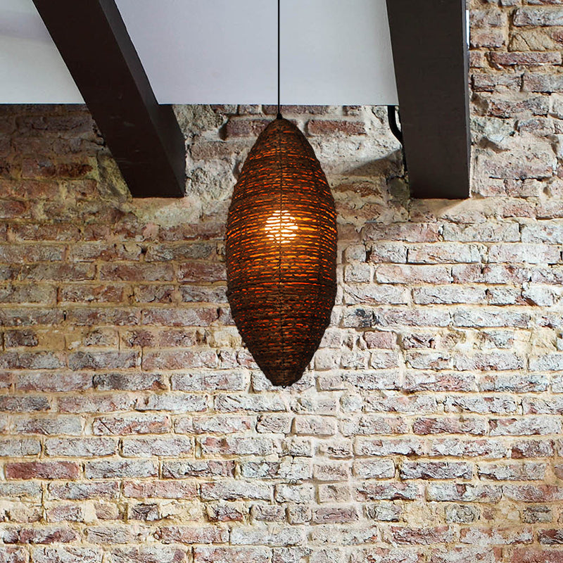 Cocoon Shaped Rattan Suspension Light Modernist 1-Bulb Coffee Finish Ceiling Pendant Lamp Clearhalo 'Ceiling Lights' 'Modern Pendants' 'Modern' 'Pendant Lights' 'Pendants' Lighting' 762573