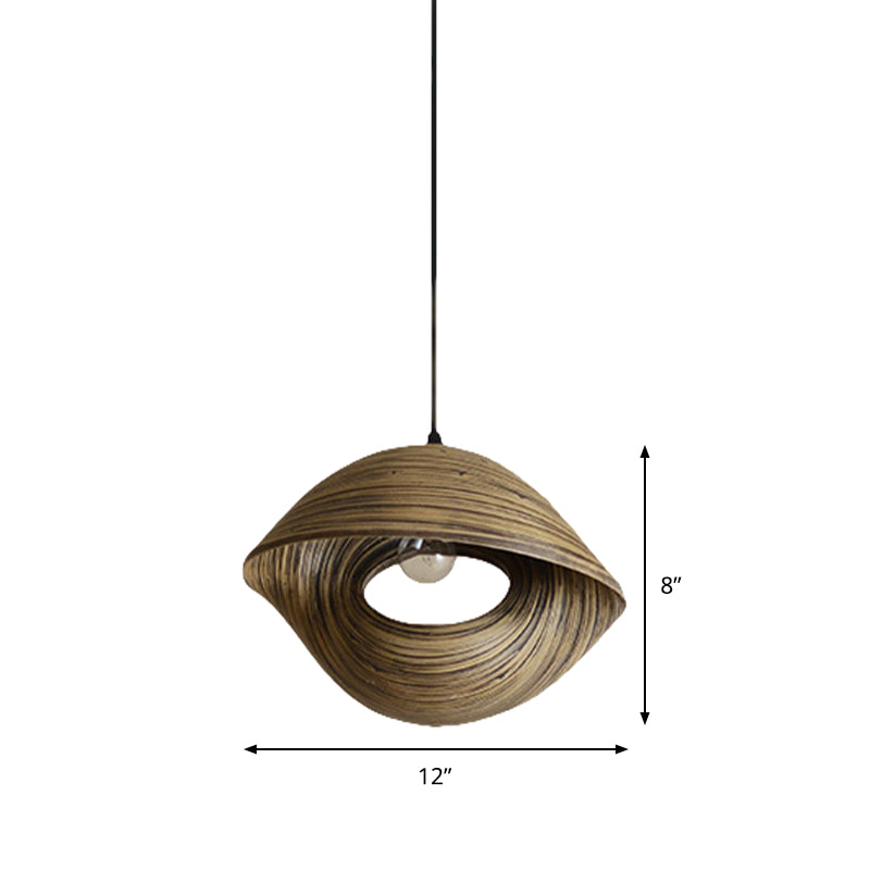 Hand Woven Pendant Light Kit Modern Bamboo Rattan 1 Bulb Brown Ceiling Hang Fixture Clearhalo 'Ceiling Lights' 'Pendant Lights' 'Pendants' Lighting' 762735