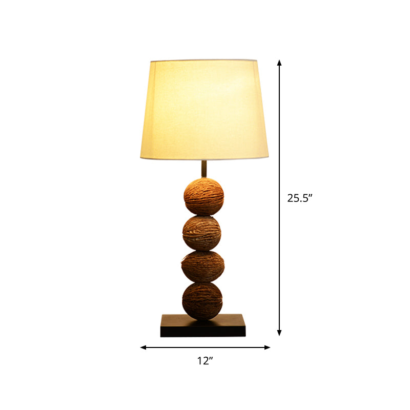 Wood Dry Fruits Shape Nightstand Light Asian 1 Light Brown Night Table Lamp with Fabric Shade Clearhalo 'Lamps' 'Table Lamps' Lighting' 762815