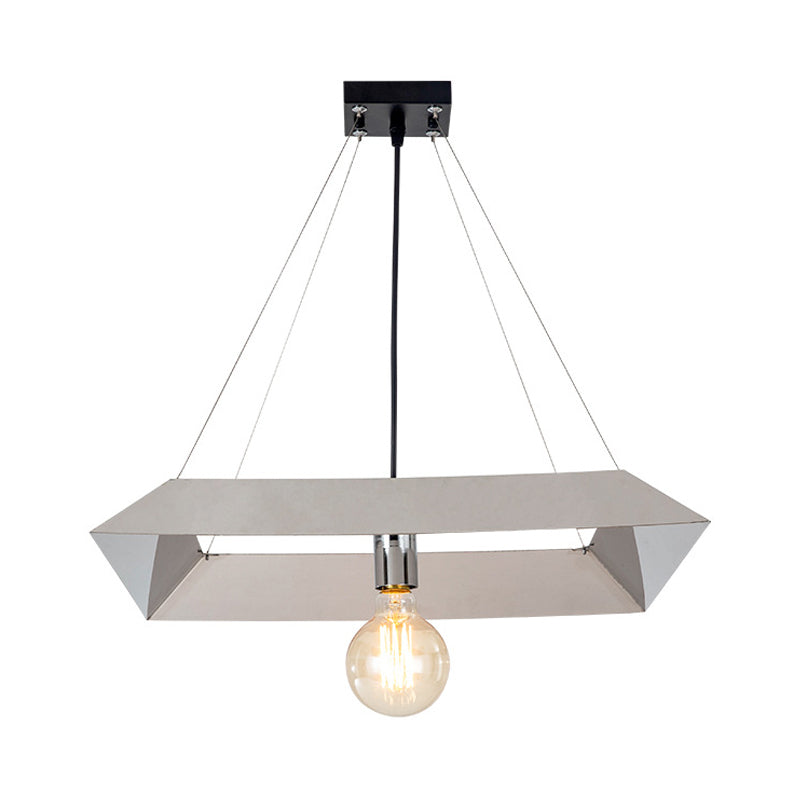 Geometric Frame Suspension Light Modern Metal 1 Light Bedroom Ceiling Pendant Lamp in White Clearhalo 'Ceiling Lights' 'Modern Pendants' 'Modern' 'Pendant Lights' 'Pendants' Lighting' 762913