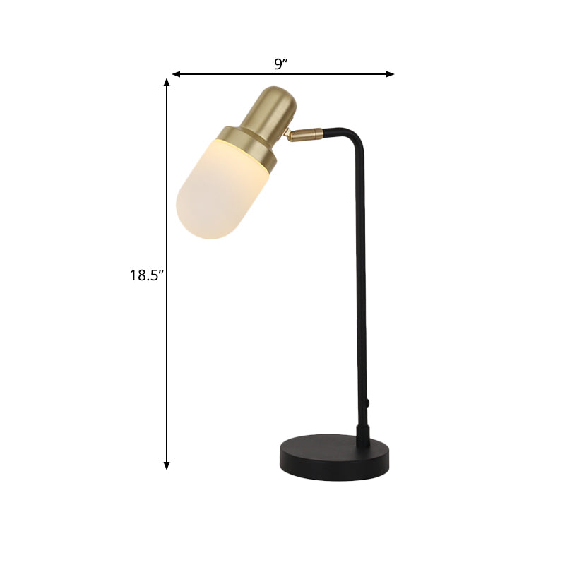 1 Head Bedside Night Light Post Modern Black and Gold Nightstand Lamp with Capsule Frosted Glass Shade Clearhalo 'Lamps' 'Table Lamps' Lighting' 762982