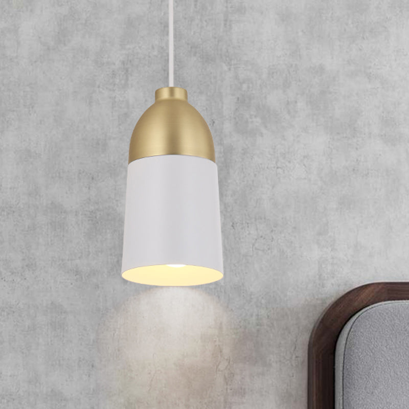 White and Gold Half Capsule Pendant Lamp Postmodern 1 Head Metal Ceiling Suspension Light White Clearhalo 'Ceiling Lights' 'Modern Pendants' 'Modern' 'Pendant Lights' 'Pendants' Lighting' 763149