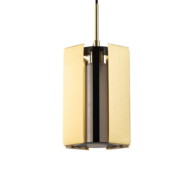 Geometric Bedside Pendant Lighting Metal 1 Light Post Modern LED Hanging Lamp in Gold Clearhalo 'Ceiling Lights' 'Modern Pendants' 'Modern' 'Pendant Lights' 'Pendants' Lighting' 763295