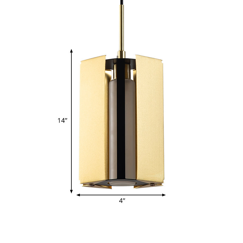 Geometric Bedside Pendant Lighting Metal 1 Light Post Modern LED Hanging Lamp in Gold Clearhalo 'Ceiling Lights' 'Modern Pendants' 'Modern' 'Pendant Lights' 'Pendants' Lighting' 763296