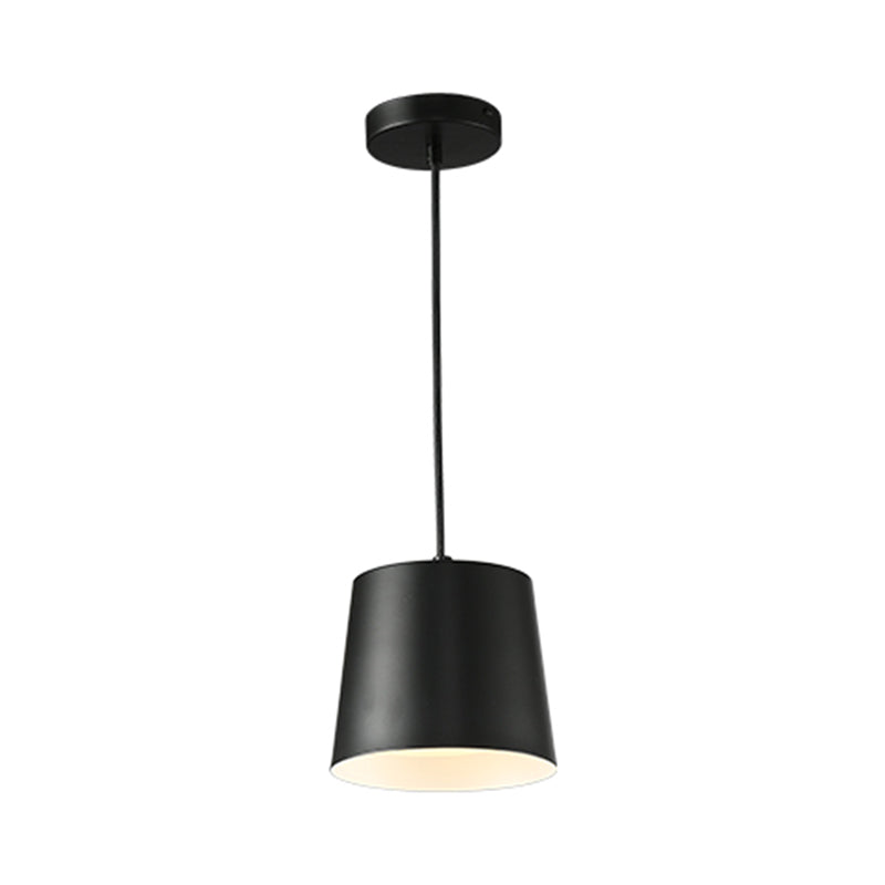 Barrel Iron Down Lighting Modernist LED Black Hanging Ceiling Lamp for Restaurant with Acrylic Diffuser Clearhalo 'Ceiling Lights' 'Modern Pendants' 'Modern' 'Pendant Lights' 'Pendants' Lighting' 763320