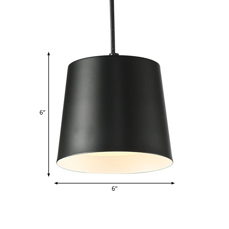 Barrel Iron Down Lighting Modernist LED Black Hanging Ceiling Lamp for Restaurant with Acrylic Diffuser Clearhalo 'Ceiling Lights' 'Modern Pendants' 'Modern' 'Pendant Lights' 'Pendants' Lighting' 763321