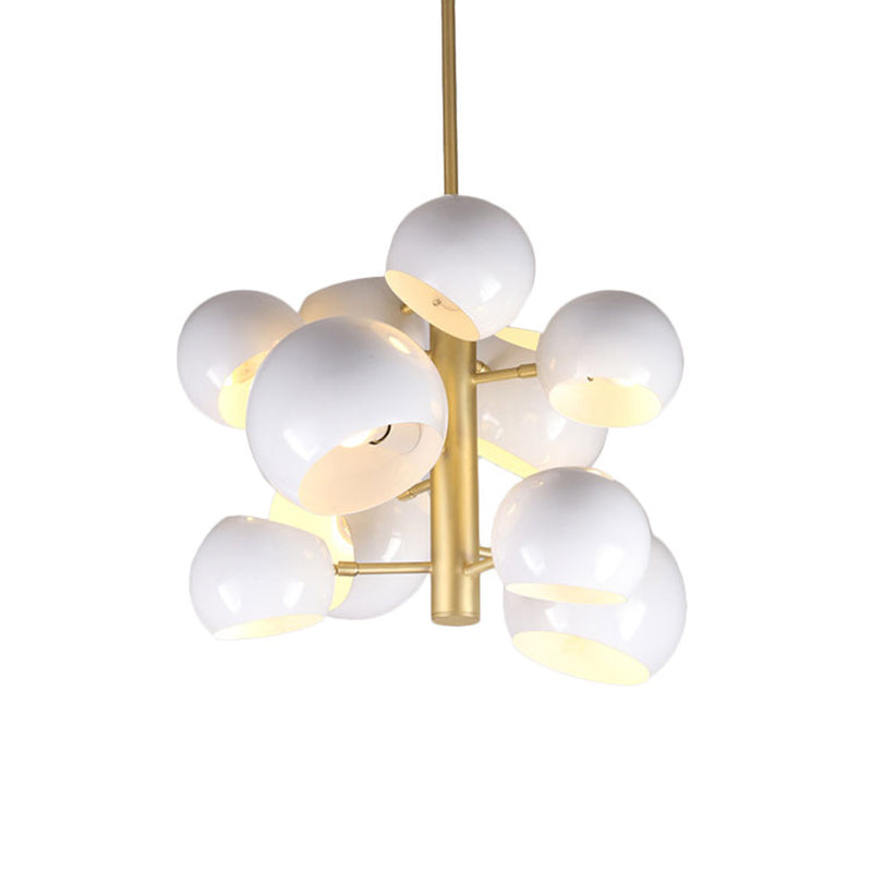 White Finish Dome Pendant Chandelier Modernist 10 Heads Metal Vertical Suspension Light Clearhalo 'Ceiling Lights' 'Chandeliers' 'Modern Chandeliers' 'Modern' Lighting' 763353