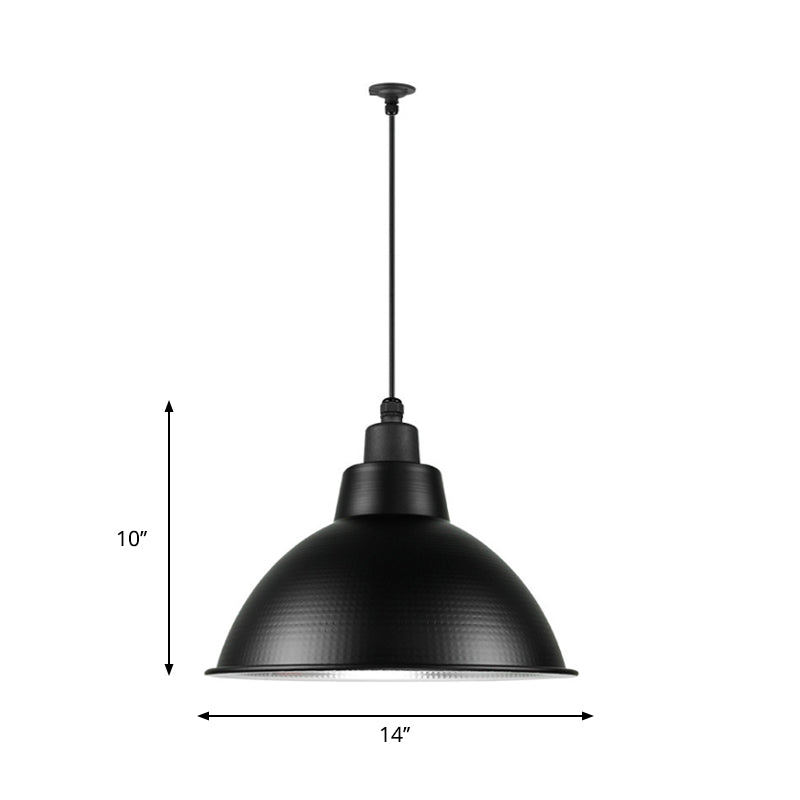 1 Head Bowl Suspension Light Industrial Style Black Finish Metal Pendant Lighting, 12