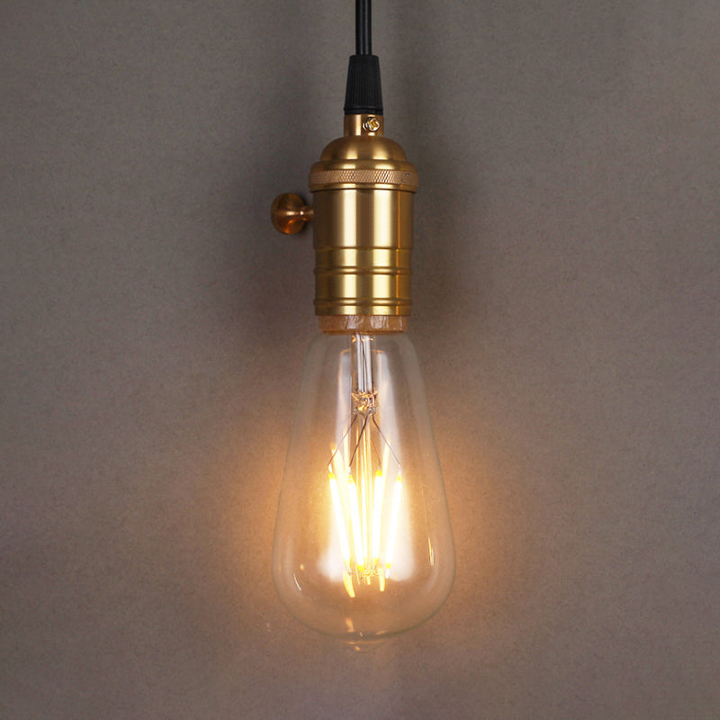 Brass Finish 1 Head Suspension Lamp Vintage Industrial Metal Bare Bulb Pendant Light for Restaurant Clearhalo 'Art Deco Pendants' 'Cast Iron' 'Ceiling Lights' 'Ceramic' 'Crystal' 'Industrial Pendants' 'Industrial' 'Metal' 'Middle Century Pendants' 'Pendant Lights' 'Pendants' 'Tiffany' Lighting' 764861