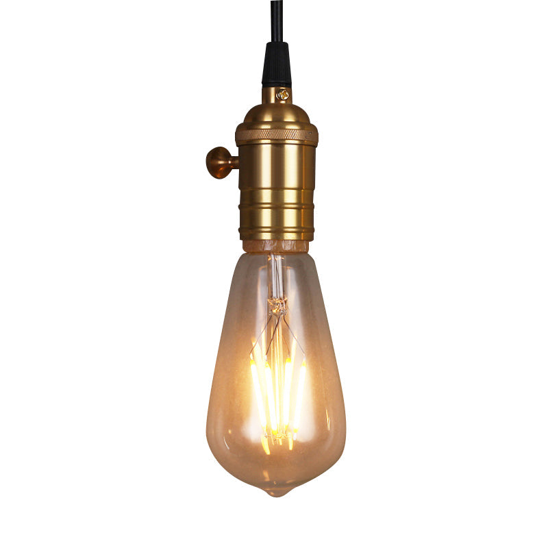 Brass Finish 1 Head Suspension Lamp Vintage Industrial Metal Bare Bulb Pendant Light for Restaurant Clearhalo 'Art Deco Pendants' 'Cast Iron' 'Ceiling Lights' 'Ceramic' 'Crystal' 'Industrial Pendants' 'Industrial' 'Metal' 'Middle Century Pendants' 'Pendant Lights' 'Pendants' 'Tiffany' Lighting' 764862