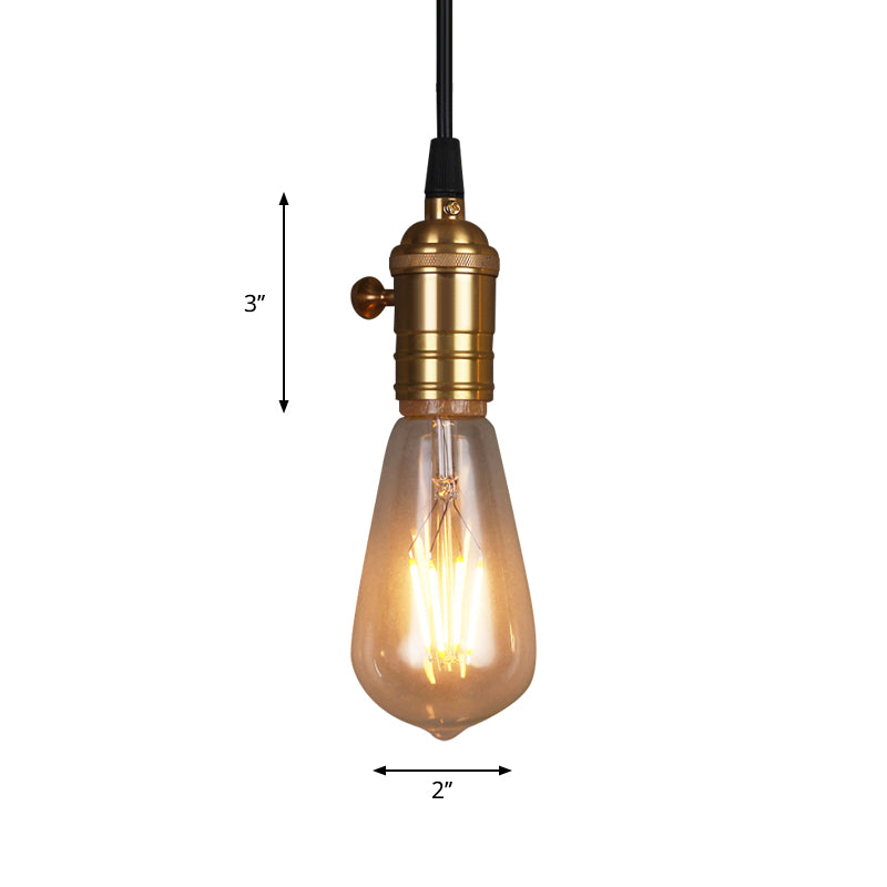 Brass Finish 1 Head Suspension Lamp Vintage Industrial Metal Bare Bulb Pendant Light for Restaurant Clearhalo 'Art Deco Pendants' 'Cast Iron' 'Ceiling Lights' 'Ceramic' 'Crystal' 'Industrial Pendants' 'Industrial' 'Metal' 'Middle Century Pendants' 'Pendant Lights' 'Pendants' 'Tiffany' Lighting' 764863