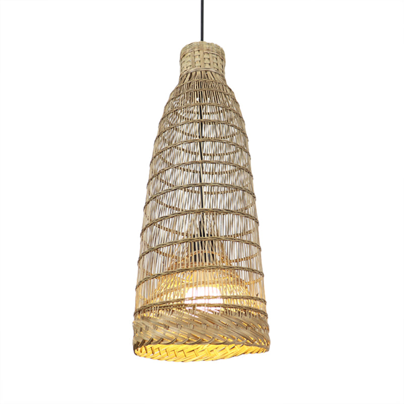 Hand-Worked Rattan Pendant Light Fixture Lodge Style 6