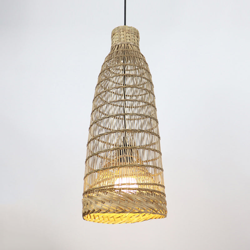 Hand-Worked Rattan Pendant Light Fixture Lodge Style 6