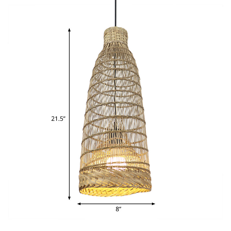 Hand-Worked Rattan Pendant Light Fixture Lodge Style 6