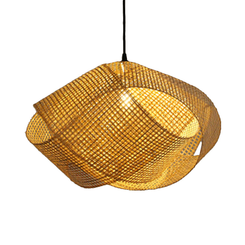 Asian Hand-Worked Hanging Pendant Light Rattan 16