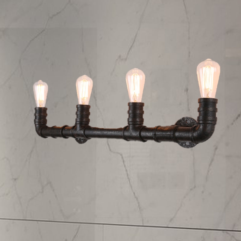 4 Bulbs Linear Wall Mount Light with Pipe Design Industrial Style Black/Bronze Wall Sconce for Kitchen Bronze Clearhalo 'Art deco wall lights' 'Cast Iron' 'Glass' 'Industrial wall lights' 'Industrial' 'Middle century wall lights' 'Modern' 'Rustic wall lights' 'Tiffany' 'Traditional wall lights' 'Wall Lamps & Sconces' 'Wall Lights' Lighting' 768205