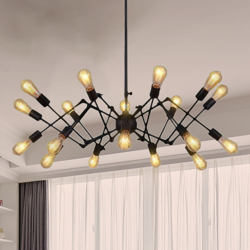 Spider Metal Hanging Ceiling Light Vintage Style Multi Light Restaurant Adjustable Chandelier Light in Black Black Clearhalo 'Cast Iron' 'Ceiling Lights' 'Chandeliers' 'Industrial Chandeliers' 'Industrial' 'Metal' 'Middle Century Chandeliers' 'Rustic Chandeliers' 'Tiffany' Lighting' 768663