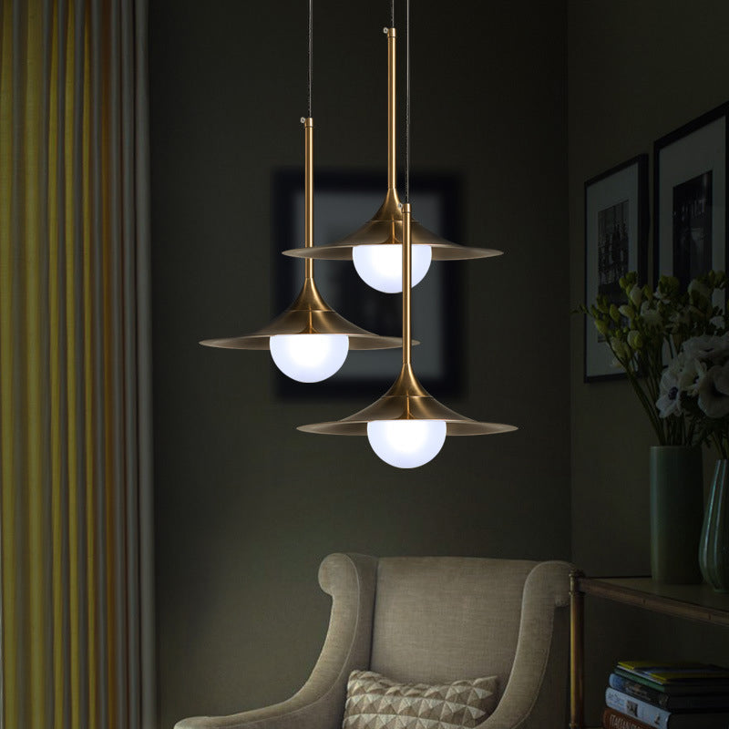 Trumpet Hanging Light with Glass Shade Contemporary Metal Single Head Brass Suspension Pendant Light for Hallway Clearhalo 'Ceiling Lights' 'Pendant Lights' 'Pendants' Lighting' 769334