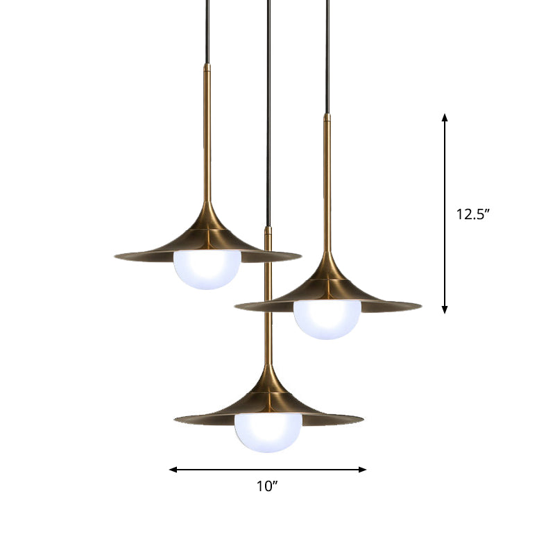 Trumpet Hanging Light with Glass Shade Contemporary Metal Single Head Brass Suspension Pendant Light for Hallway Clearhalo 'Ceiling Lights' 'Pendant Lights' 'Pendants' Lighting' 769337