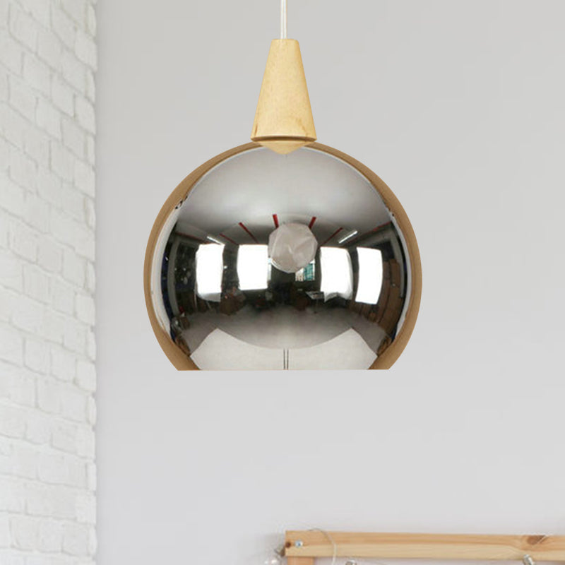 Mirror Ball Pendant Light Single Light Modern Industrial Hanging Lamp for Bedroom Chrome Clearhalo 'Art Deco Pendants' 'Cast Iron' 'Ceiling Lights' 'Ceramic' 'Crystal' 'Industrial Pendants' 'Industrial' 'Metal' 'Middle Century Pendants' 'Pendant Lights' 'Pendants' 'Tiffany' Lighting' 769708