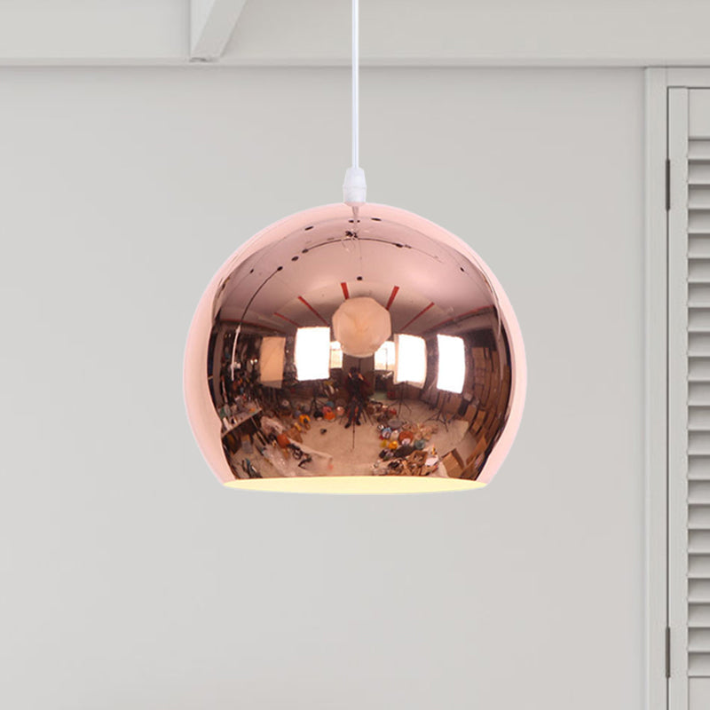 Metallic Orb Pendant Light 1 Light Industrial Style Hanging Light for Living Room Rose Gold Clearhalo 'Art Deco Pendants' 'Cast Iron' 'Ceiling Lights' 'Ceramic' 'Crystal' 'Industrial Pendants' 'Industrial' 'Metal' 'Middle Century Pendants' 'Pendant Lights' 'Pendants' 'Tiffany' Lighting' 769712