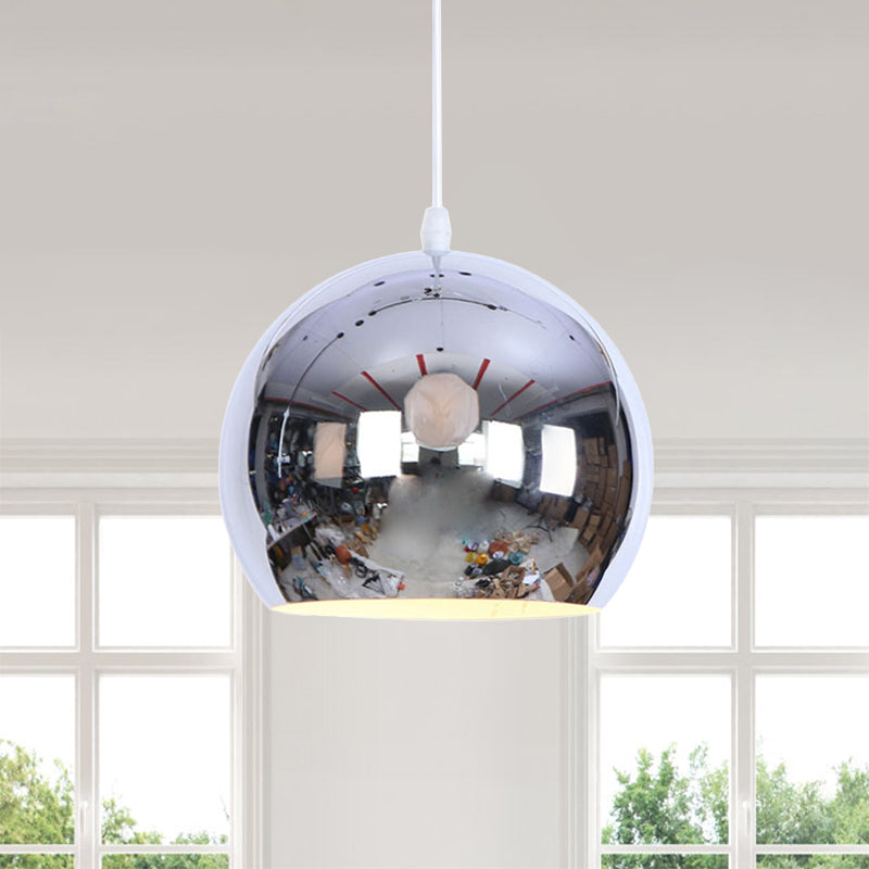 Metallic Orb Pendant Light 1 Light Industrial Style Hanging Light for Living Room Chrome Clearhalo 'Art Deco Pendants' 'Cast Iron' 'Ceiling Lights' 'Ceramic' 'Crystal' 'Industrial Pendants' 'Industrial' 'Metal' 'Middle Century Pendants' 'Pendant Lights' 'Pendants' 'Tiffany' Lighting' 769717