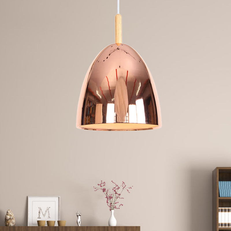 Bell Industrial Hanging Lamp with Electroplate Metal Shade Single Light Pendant Light Clearhalo 'Art Deco Pendants' 'Cast Iron' 'Ceiling Lights' 'Ceramic' 'Crystal' 'Industrial Pendants' 'Industrial' 'Metal' 'Middle Century Pendants' 'Pendant Lights' 'Pendants' 'Tiffany' Lighting' 769723