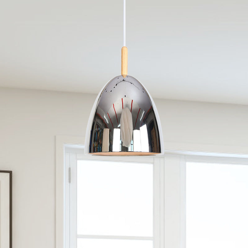 Bell Industrial Hanging Lamp with Electroplate Metal Shade Single Light Pendant Light Clearhalo 'Art Deco Pendants' 'Cast Iron' 'Ceiling Lights' 'Ceramic' 'Crystal' 'Industrial Pendants' 'Industrial' 'Metal' 'Middle Century Pendants' 'Pendant Lights' 'Pendants' 'Tiffany' Lighting' 769727