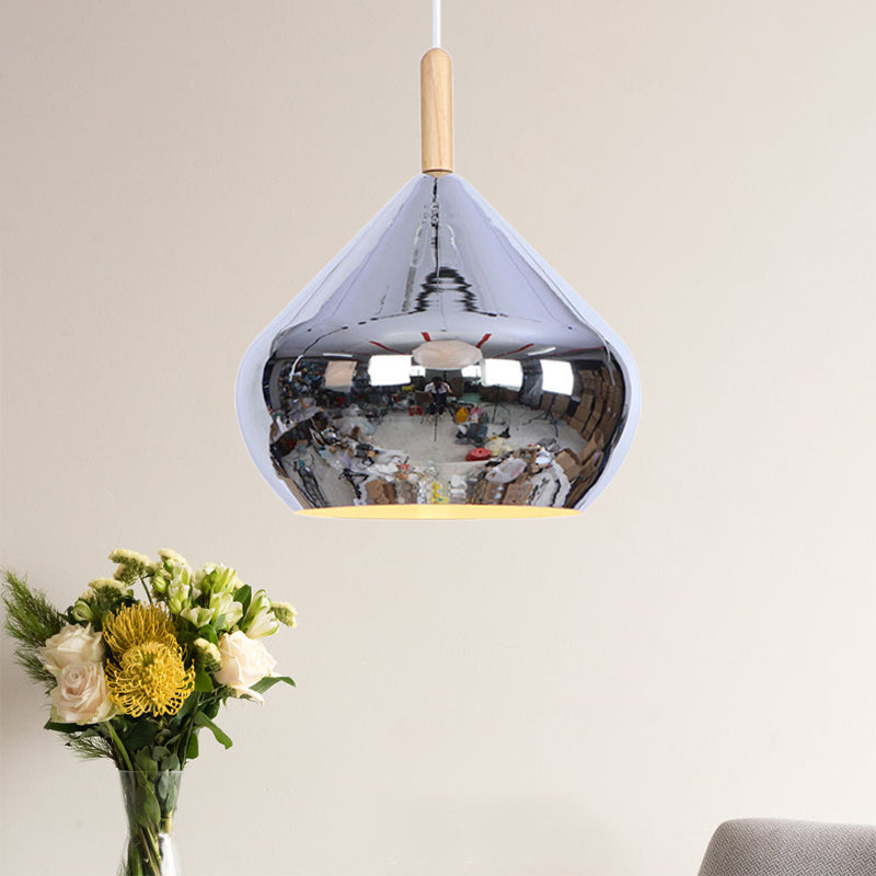 Mirror Ball Ceiling Pendant Light 1 Light Metallic Vintage Hanging Light in Wood Chrome Clearhalo 'Art Deco Pendants' 'Cast Iron' 'Ceiling Lights' 'Ceramic' 'Crystal' 'Industrial Pendants' 'Industrial' 'Metal' 'Middle Century Pendants' 'Pendant Lights' 'Pendants' 'Tiffany' Lighting' 769735