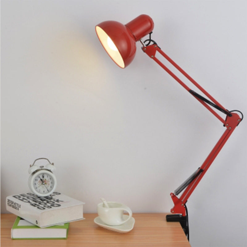 Modern Stylish 1 Bulb Desk Lamp with Metal Shade Black/White Adjustable Domed Reading Book Light for Bedroom Red Clearhalo 'Lamps' 'Table Lamps' Lighting' 769808