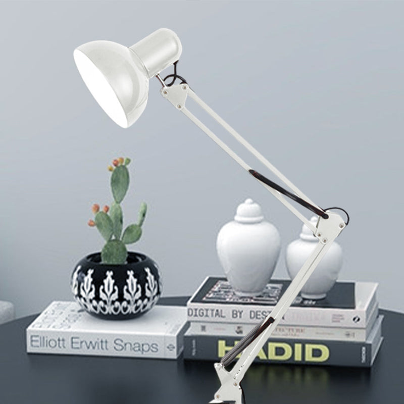 Modern Stylish 1 Bulb Desk Lamp with Metal Shade Black/White Adjustable Domed Reading Book Light for Bedroom White Clearhalo 'Lamps' 'Table Lamps' Lighting' 769816