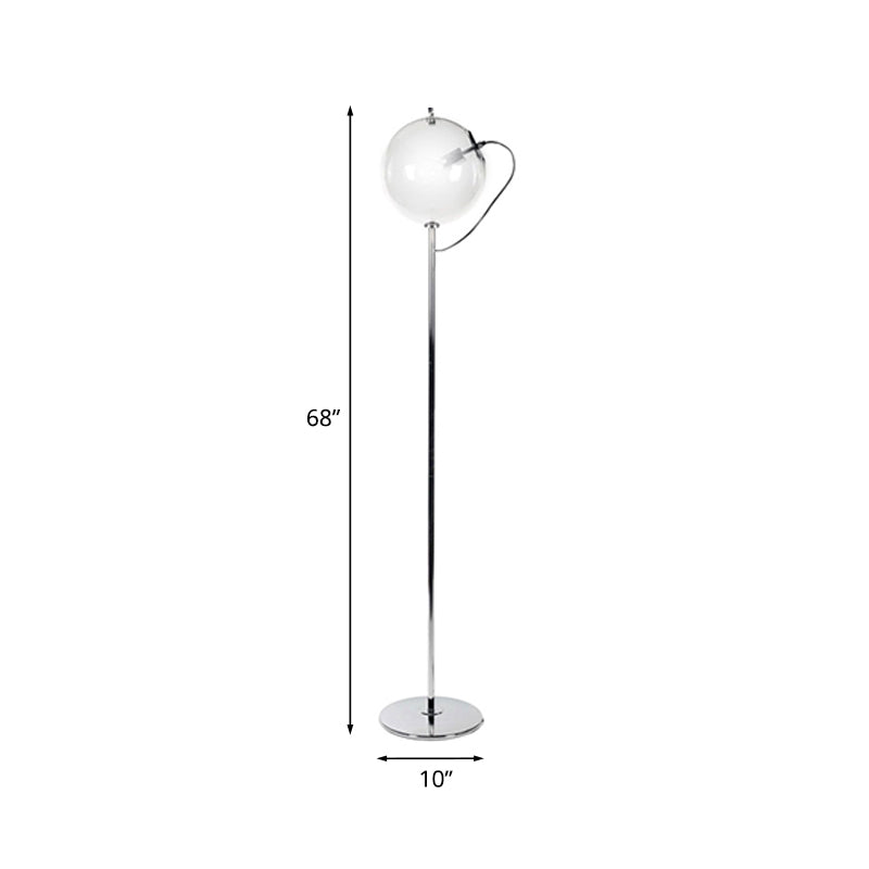 Black Globe Floor Standing Lamp Contemporary 1 Light Clear Glass Standing Light for Living Room Clearhalo 'Floor Lamps' 'Lamps' Lighting' 769896