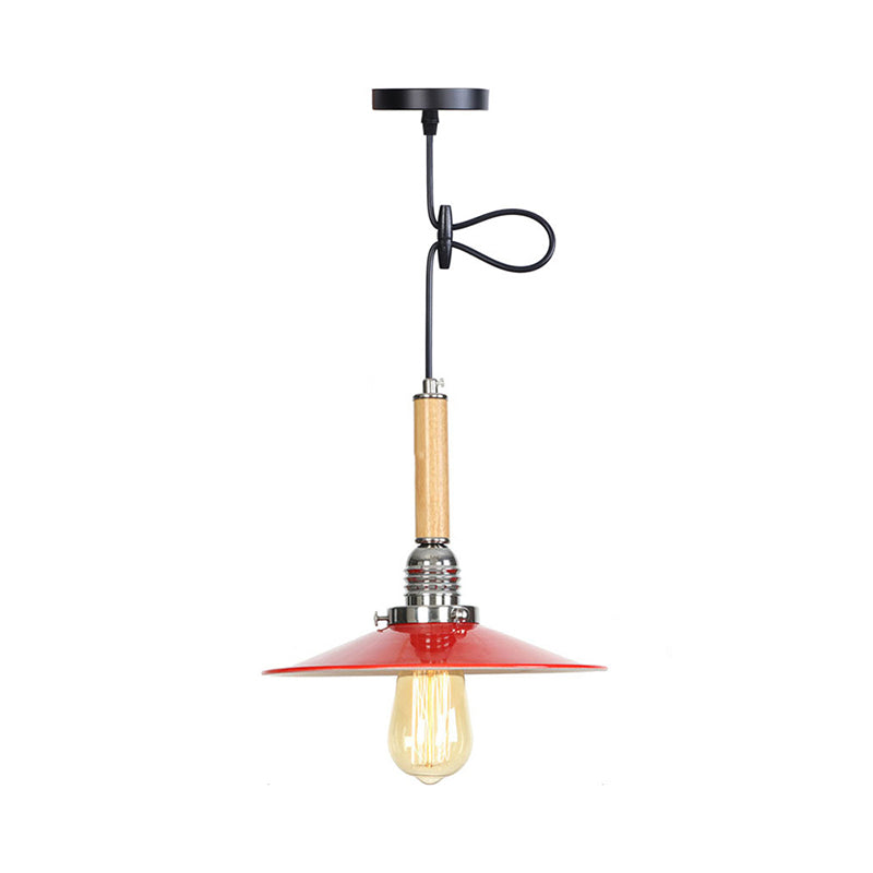 Red Saucer Suspension Light Vintage Metal 1 Light Pendant Light for Foyer Clearhalo 'Art Deco Pendants' 'Cast Iron' 'Ceiling Lights' 'Ceramic' 'Crystal' 'Industrial Pendants' 'Industrial' 'Metal' 'Middle Century Pendants' 'Pendant Lights' 'Pendants' 'Tiffany' Lighting' 770741