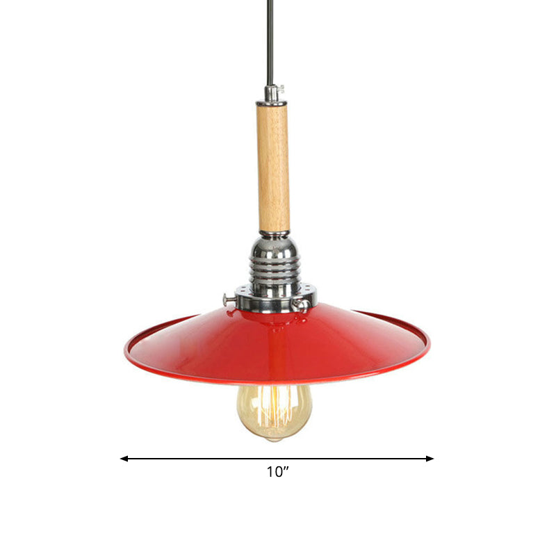 Red Saucer Suspension Light Vintage Metal 1 Light Pendant Light for Foyer Clearhalo 'Art Deco Pendants' 'Cast Iron' 'Ceiling Lights' 'Ceramic' 'Crystal' 'Industrial Pendants' 'Industrial' 'Metal' 'Middle Century Pendants' 'Pendant Lights' 'Pendants' 'Tiffany' Lighting' 770742