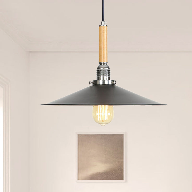 Adjustable 1 Light Saucer Pendant Light Metallic Industrial Ceiling Hanging Light for Kitchen Black 1 Clearhalo 'Art Deco Pendants' 'Black' 'Cast Iron' 'Ceiling Lights' 'Ceramic' 'Crystal' 'Industrial Pendants' 'Industrial' 'Metal' 'Middle Century Pendants' 'Pendant Lights' 'Pendants' 'Rustic Pendants' 'Tiffany' Lighting' 770744