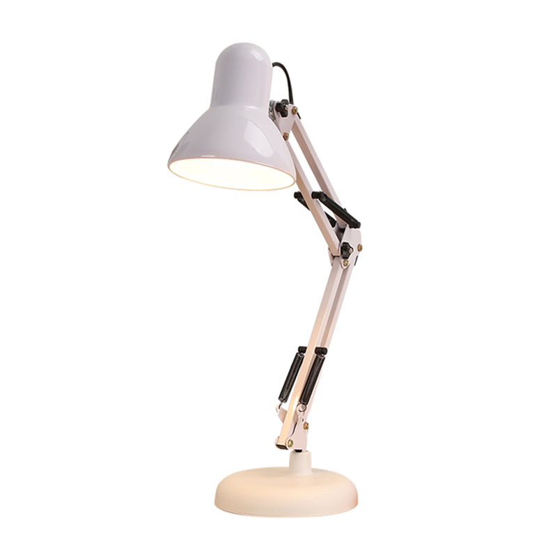 Multi-Joint Desk Lamp Nordic Style Metallic 1 Light White Reading Book Light with Cone Shade for Bedroom Clearhalo 'Lamps' 'Table Lamps' Lighting' 770958