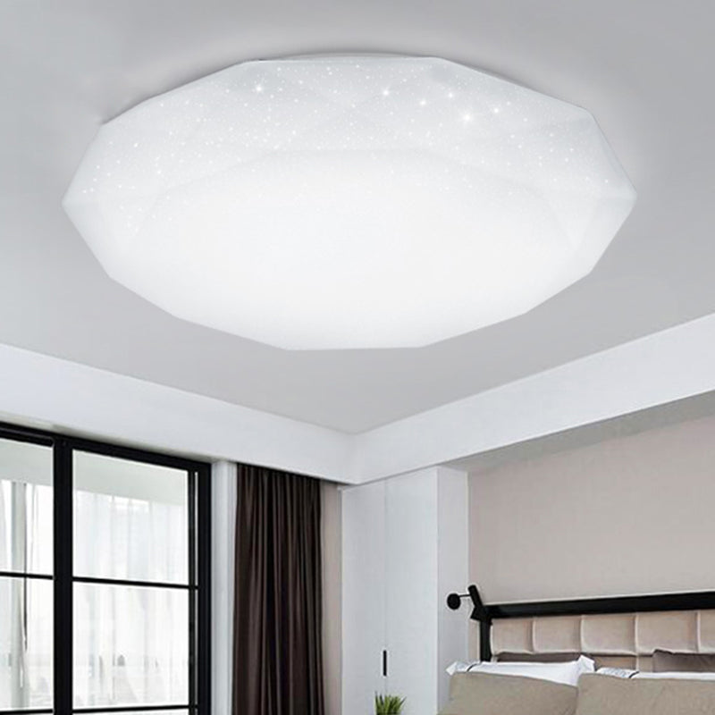 White Diamond Ceiling Mounted Fixture with Acrylic Shade Simple Style Integrated LED Flush Mount Lamp for Living Room, 9