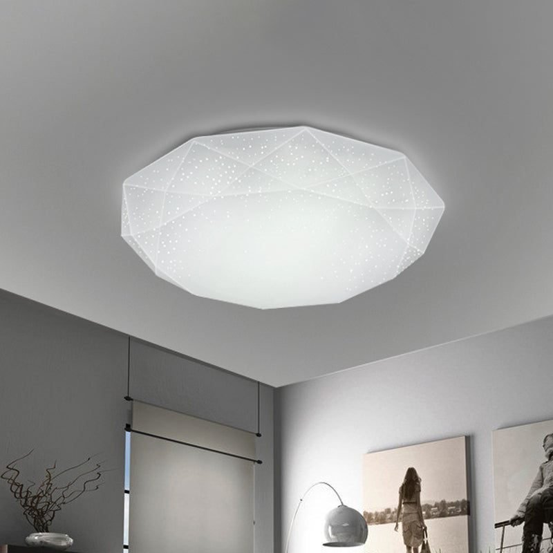 White Diamond Ceiling Mounted Fixture with Acrylic Shade Simple Style Integrated LED Flush Mount Lamp for Living Room, 9