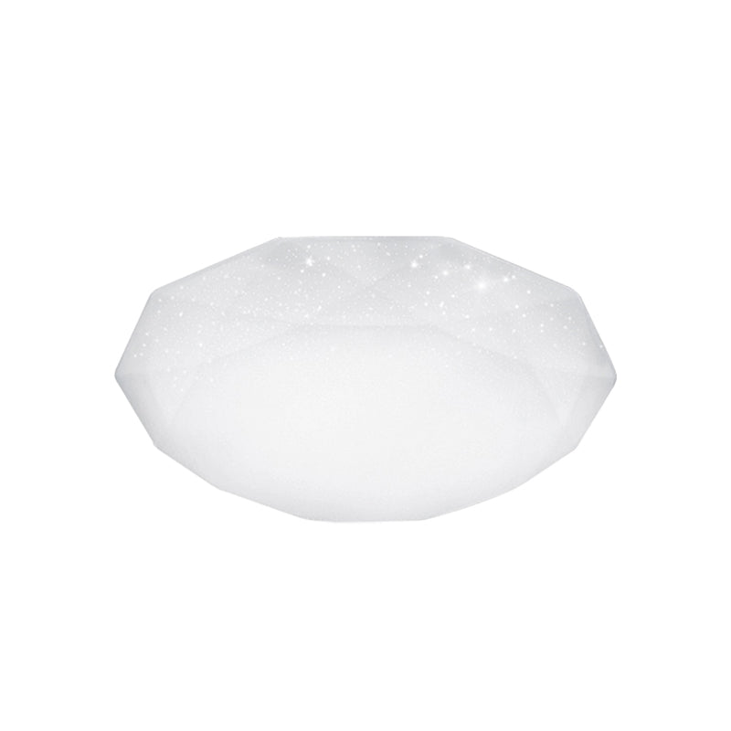 White Diamond Ceiling Mounted Fixture with Acrylic Shade Simple Style Integrated LED Flush Mount Lamp for Living Room, 9