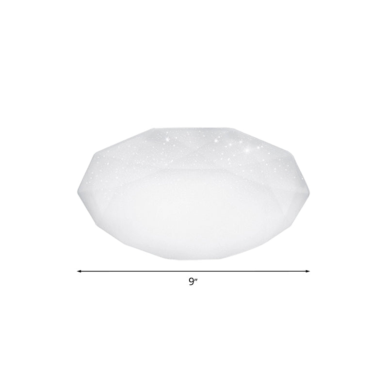White Diamond Ceiling Mounted Fixture with Acrylic Shade Simple Style Integrated LED Flush Mount Lamp for Living Room, 9