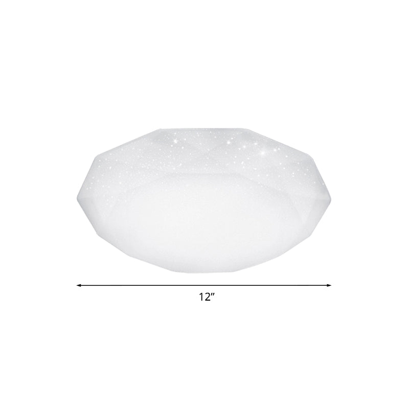 White Diamond Ceiling Mounted Fixture with Acrylic Shade Simple Style Integrated LED Flush Mount Lamp for Living Room, 9