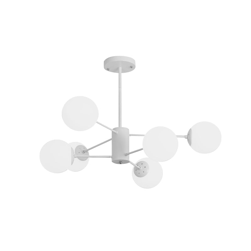White Globe Hanging Chandelier Simplicity 6/8 Lights Milk Glass Chandelier Light for Living Room Clearhalo 'Ceiling Lights' 'Chandeliers' 'Glass shade' 'Glass' 'Modern Chandeliers' 'Modern' Lighting' 772102