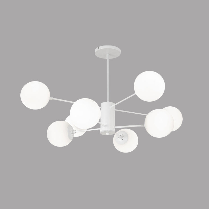 White Globe Hanging Chandelier Simplicity 6/8 Lights Milk Glass Chandelier Light for Living Room Clearhalo 'Ceiling Lights' 'Chandeliers' 'Glass shade' 'Glass' 'Modern Chandeliers' 'Modern' Lighting' 772108