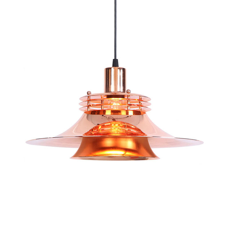 Metallic Flared Hanging Lamp 1 Light Industrial Indoor Pendant Light for Dining Room Clearhalo 'Art Deco Pendants' 'Cast Iron' 'Ceiling Lights' 'Ceramic' 'Crystal' 'Industrial Pendants' 'Industrial' 'Metal' 'Middle Century Pendants' 'Pendant Lights' 'Pendants' 'Tiffany' Lighting' 772239