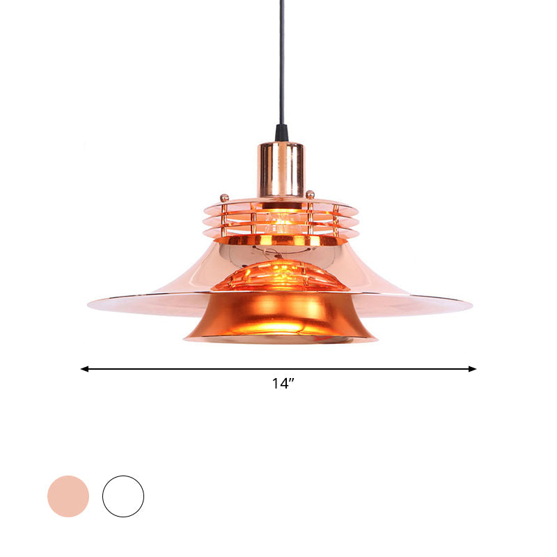 Metallic Flared Hanging Lamp 1 Light Industrial Indoor Pendant Light for Dining Room Clearhalo 'Art Deco Pendants' 'Cast Iron' 'Ceiling Lights' 'Ceramic' 'Crystal' 'Industrial Pendants' 'Industrial' 'Metal' 'Middle Century Pendants' 'Pendant Lights' 'Pendants' 'Tiffany' Lighting' 772240