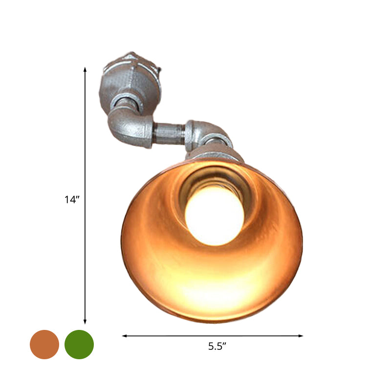 Tapered Metal Wall Sconce Light Industrial Style 1 Light Porch Wall Mount Lamp with Pipe Design in Bronze/Green Clearhalo 'Art deco wall lights' 'Cast Iron' 'Glass' 'Industrial wall lights' 'Industrial' 'Middle century wall lights' 'Modern' 'Rustic wall lights' 'Tiffany' 'Traditional wall lights' 'Wall Lamps & Sconces' 'Wall Lights' Lighting' 773376